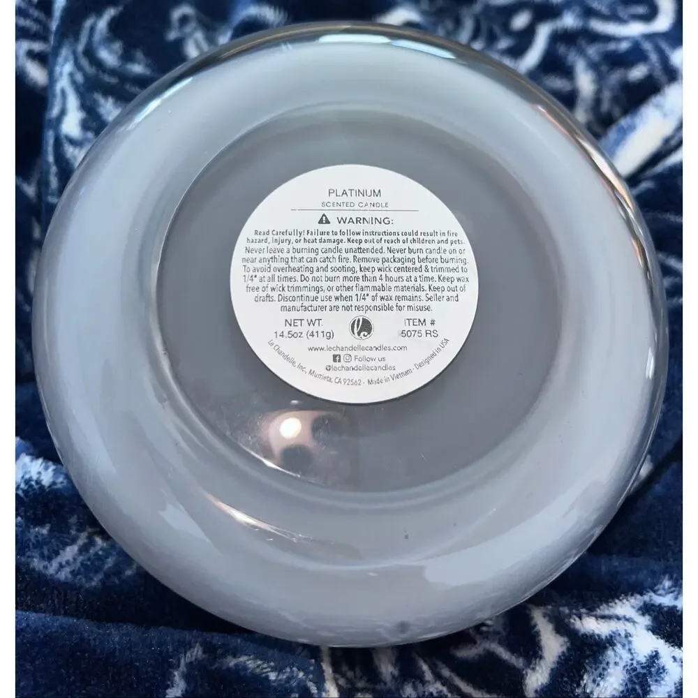 NEW! Grace & Beauty Platinum Smoke Soy Wax Blend Scented Candle 14.5oz